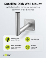 Goobay Veggfeste for parabolantenne i aluminium, avstand til vegg 350 mm Veggfeste for parabolantenne i rustfritt og værbestandig aluminium av høy kvalitet Goobay Veggfeste for parabolantenne i aluminium, avstand til vegg 350 mm Veggfeste for parabolantenne i rustfritt og værbestandig aluminium av høy kvalitet