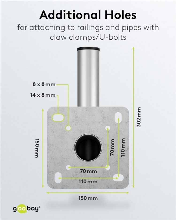 Goobay Veggfeste for parabolantenne i aluminium, avstand til vegg 350 mm Veggfeste for parabolantenne i rustfritt og værbestandig aluminium av høy kvalitet Goobay Veggfeste for parabolantenne i aluminium, avstand til vegg 350 mm Veggfeste for parabolantenne i rustfritt og værbestandig aluminium av høy kvalitet