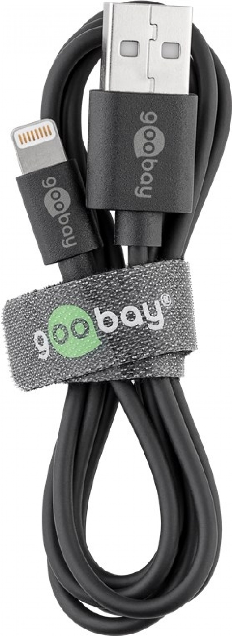 Goobay Lightning USB-kabel for lading og synkronisering, 2 m, svart MFi-kabel for Apple iPhone/iPad