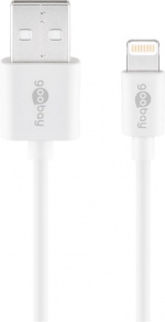 Goobay Lightning USB-kabel for lading og synkronisering, 2 m, hvit MFi-kabel for Apple iPhone/iPad