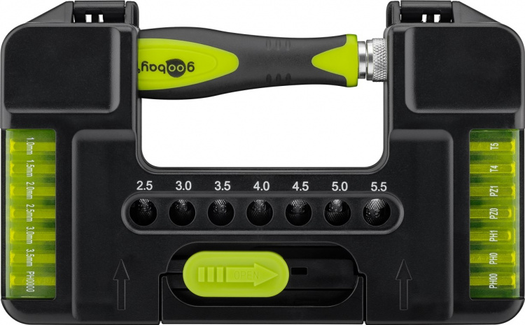 Goobay Presisjonsskrutrekkersett med 37 deler til alt skru-, monterings- og gjør-det-selv-arbeid