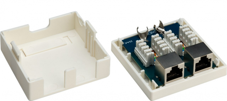 Goobay 2-port RJ45 koblingsboks, CAT 6, STP, hvit skjermet