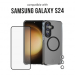 3SIXT 4in1 Protection Bundle mobilskall, skjermbeskytter, kamerabeskytter og stressfri applikator, kompatibel med Samsung Galaxy S24, gjennomsiktig 3SIXT 4in1 Protection Bundle mobilskall, skjermbeskytter, kamerabeskytter og stressfri applikator, kompatibel med Samsung Galaxy S24, gjennomsiktig