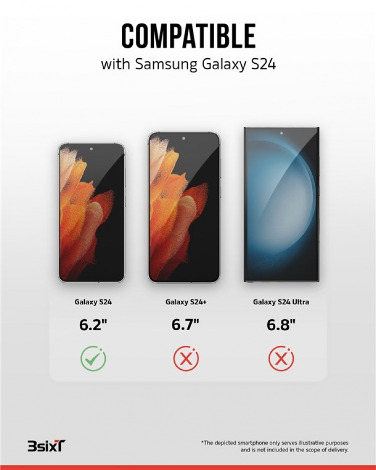 3SIXT 4in1 Protection Bundle mobilskall, skjermbeskytter, kamerabeskytter og stressfri applikator, kompatibel med Samsung Galaxy S24, gjennomsiktig 3SIXT 4in1 Protection Bundle mobilskall, skjermbeskytter, kamerabeskytter og stressfri applikator, kompatibel med Samsung Galaxy S24, gjennomsiktig