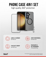 3SIXT 4in1 Protection Bundle mobilskall, skjermbeskytter, kamerabeskytter og stressfri applikator, kompatibel med Samsung Galaxy S24, gjennomsiktig 3SIXT 4in1 Protection Bundle mobilskall, skjermbeskytter, kamerabeskytter og stressfri applikator, kompatibel med Samsung Galaxy S24, gjennomsiktig