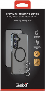 3SIXT 4in1 Protection Bundle mobilskall, skjermbeskytter, kamerabeskytter og stressfri applikator, kompatibel med Samsung Galaxy S24+, gjennomsiktig 3SIXT 4in1 Protection Bundle mobilskall, skjermbeskytter, kamerabeskytter og stressfri applikator, kompatibel med Samsung Galaxy S24+, gjennomsiktig