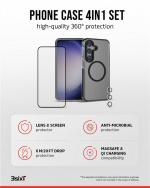 3SIXT 4in1 Protection Bundle mobilskall, skjermbeskytter, kamerabeskytter og stressfri applikator, kompatibel med Samsung Galaxy S24+, gjennomsiktig 3SIXT 4in1 Protection Bundle mobilskall, skjermbeskytter, kamerabeskytter og stressfri applikator, kompatibel med Samsung Galaxy S24+, gjennomsiktig