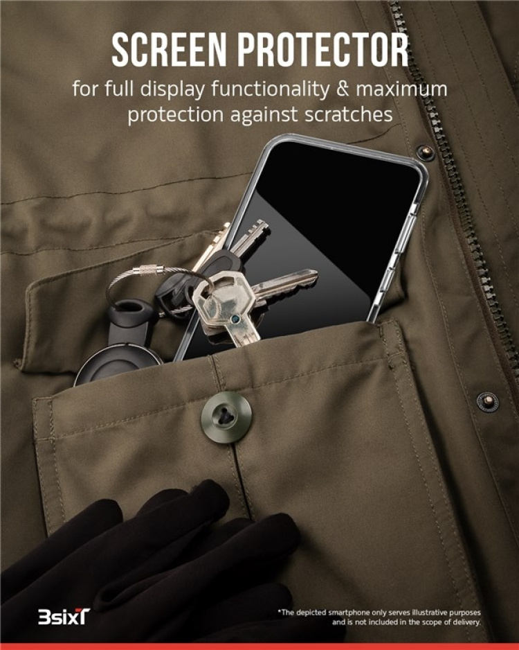 3SIXT 4in1 Protection Bundle mobilskall, skjermbeskytter, kamerabeskytter og stressfri applikator, kompatibel med Samsung Galaxy S24+, gjennomsiktig 3SIXT 4in1 Protection Bundle mobilskall, skjermbeskytter, kamerabeskytter og stressfri applikator, kompatibel med Samsung Galaxy S24+, gjennomsiktig