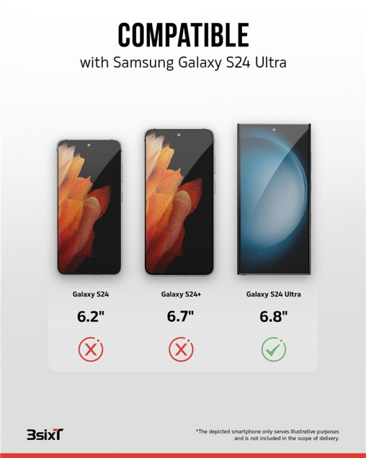 3SIXT 4in1 Protection Bundle mobilskall, skjermbeskytter, kamerabeskytter og stressfri applikator, kompatibel med Samsung Galaxy S24 Ultra, gjennomsiktig 3SIXT 4in1 Protection Bundle mobilskall, skjermbeskytter, kamerabeskytter og stressfri applikator, kompatibel med Samsung Galaxy S24 Ultra, gjennomsiktig