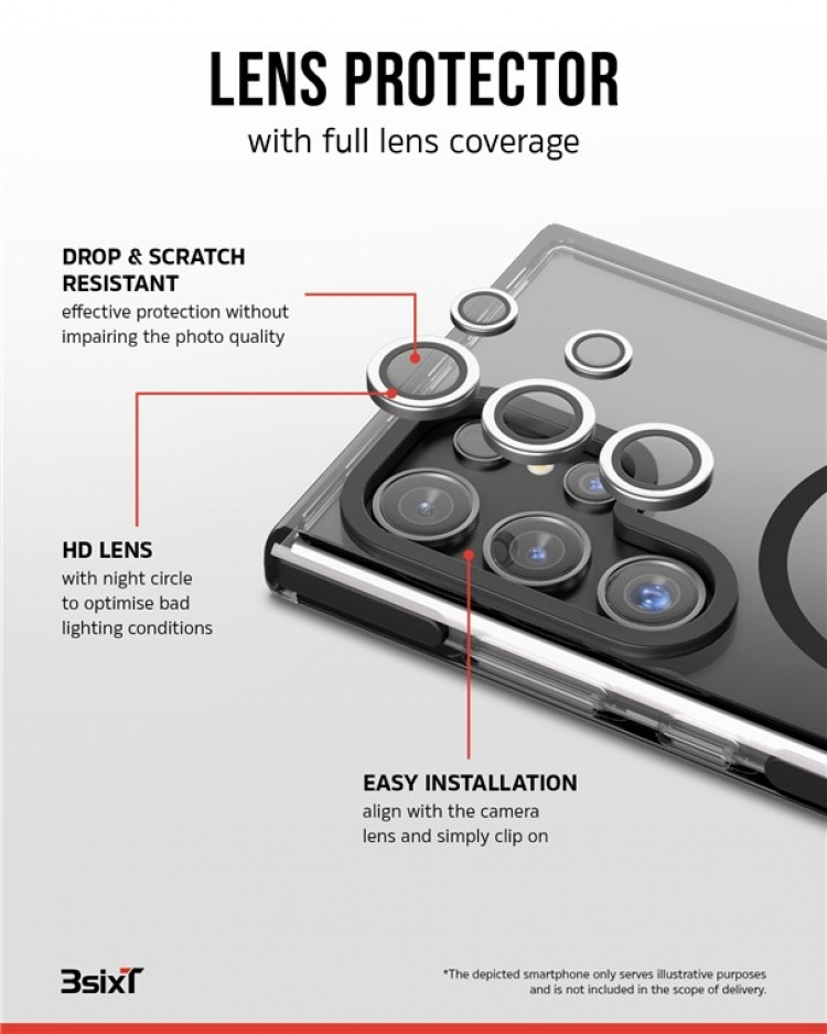 3SIXT 4in1 Protection Bundle mobilskall, skjermbeskytter, kamerabeskytter og stressfri applikator, kompatibel med Samsung Galaxy S24 Ultra, gjennomsiktig 3SIXT 4in1 Protection Bundle mobilskall, skjermbeskytter, kamerabeskytter og stressfri applikator, kompatibel med Samsung Galaxy S24 Ultra, gjennomsiktig