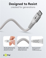 Goobay USB-C™ supermyk tekstilkabel med metallkontakter, 2 m, hvit Elegant og ekstra robust tilkoblingskabel for enheter med USB-C™-port