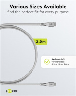 Goobay USB-C™ supermyk tekstilkabel med metallkontakter, 2 m, hvit Elegant og ekstra robust tilkoblingskabel for enheter med USB-C™-port
