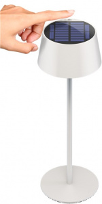 Goobay Trådløs solcelledrevet LED-bordlampe, hvit med berøringskontroll, 150 lm, varmhvit (3000 K), trinnløst dimbar Goobay Trådløs solcelledrevet LED-bordlampe, hvit med berøringskontroll, 150 lm, varmhvit (3000 K), trinnløst dimbar