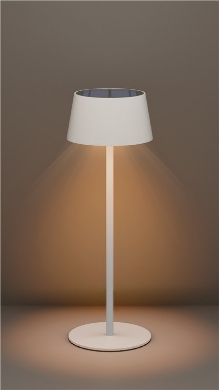 Goobay Trådløs solcelledrevet LED-bordlampe, hvit med berøringskontroll, 150 lm, varmhvit (3000 K), trinnløst dimbar Goobay Trådløs solcelledrevet LED-bordlampe, hvit med berøringskontroll, 150 lm, varmhvit (3000 K), trinnløst dimbar