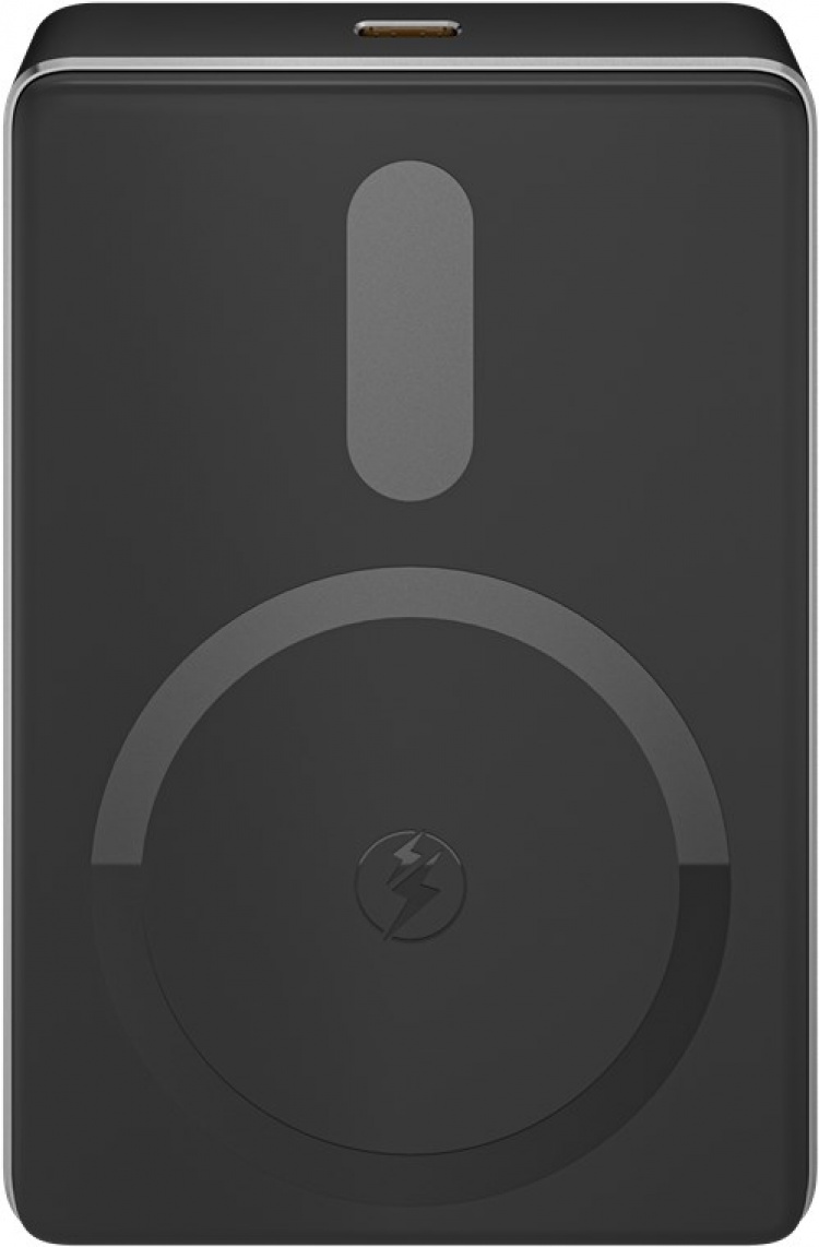 Goobay Magnetisk trådløs powerbank på 10 000 mAh festes magnetisk på baksiden av mobiltelefonen, perfekt for samtidig lading og telefonsamtaler