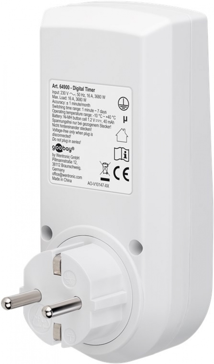 Goobay Digitalt tidsur, sett med 2 programmerbare tidsur med kontakt med jording (type F) Goobay Digitalt tidsur, sett med 2 programmerbare tidsur med kontakt med jording (type F)
