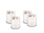 Goobay 4-pakning LED-lys av ekte voks, hvit, inkl. 12x AAA (LR03) med timerfunksjon og pendelveke, batteridrevet, varmhvit (2700 K)