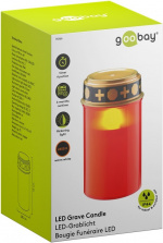 Goobay LED gravlys med timer, rød varmhvit (2400 K), batteridrevet (2x C/LR14), for innendørs og utendørs bruk (IP44)