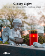 Goobay LED gravlys med timer, rød varmhvit (2400 K), batteridrevet (2x C/LR14), for innendørs og utendørs bruk (IP44)