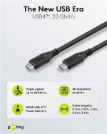Goobay USB-C™-kabel, USB4™, 100 W, 20 Gbit/s, Power Delivery, 1 m USB-C™-kontakt > USB-C™-kontakt