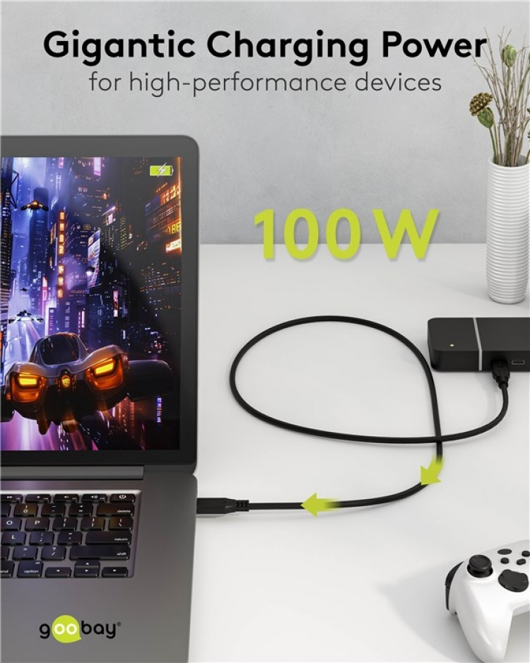 Goobay USB-C™-kabel, USB4™, 100 W, 20 Gbit/s, Power Delivery, 1 m USB-C™-kontakt > USB-C™-kontakt