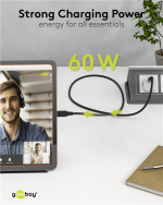 Goobay USB-C™-kabel, USB 3.2, 60 W, 10 Gbit/s, Power Delivery, 0,5 m USB-C™-kontakt > USB-C™-kontakt