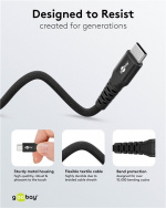 Goobay USB-C™ supermyk tekstilkabel med metallkontakter, 1 m, svart Elegant og ekstra robust tilkoblingskabel for enheter med USB-C™-port