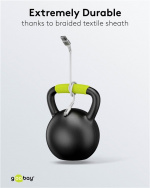 Goobay Lightning-USB-A supermyk tekstilkabel med metallkontakter, 2 m, hvit MFi-sertifisert, elegant og ekstra robust lade- og synkroniseringskabel for Apple iPhone/iPad (hvit)