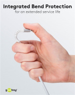 Goobay Lightning-USB-C™ supermyk tekstilkabel med metallkontakter, 2 m, hvit MFi-sertifisert, elegant og ekstra robust lade- og synkroniseringskabel for Apple iPhone/iPad (hvit)