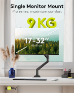 Goobay Enkelt skjermfeste med gassfjær, svart, for skjermer fra 17 til 32 tommer (43 - 81 cm), maks. 9 kg, enkel snap-in-montering av armene