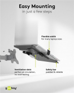 Goobay Laptop-feste for monitorarm, svart, for bærbare datamaskiner fra 10 til 15,6 tommer (25 - 40 cm), maks. 4,5 kg, for montering på en skjermbrakett Goobay Laptop-feste for monitorarm, svart, for bærbare datamaskiner fra 10 til 15,6 tommer (25 - 40 cm), maks. 4,5 kg, for montering på en skjermbrakett