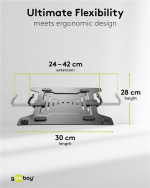 Goobay Laptop-feste for monitorarm, svart, for bærbare datamaskiner fra 10 til 15,6 tommer (25 - 40 cm), maks. 4,5 kg, for montering på en skjermbrakett Goobay Laptop-feste for monitorarm, svart, for bærbare datamaskiner fra 10 til 15,6 tommer (25 - 40 cm), maks. 4,5 kg, for montering på en skjermbrakett