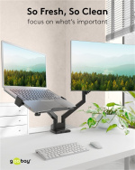 Goobay Deluxe laptop-feste for monitorarm, svart, for bærbare datamaskiner fra 11,6 til 17,3 tommer (29 - 44 cm), maks. 9 kg, for montering på en skjermbrakett