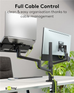 Goobay Deluxe laptop-feste for monitorarm, svart, for bærbare datamaskiner fra 11,6 til 17,3 tommer (29 - 44 cm), maks. 9 kg, for montering på en skjermbrakett