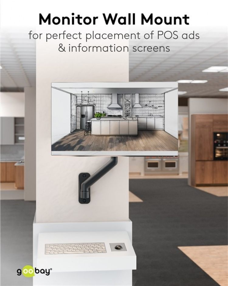 Goobay Enkelt veggfeste for skjerm, svart, for skjermer fra 17 til 32 tommer (43 - 81 cm), maks. 9 kg, for veggmontering