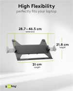 Goobay Deluxe skjermfeste med arm for bærbar PC, svart arbeidsstasjon for skjermer fra 17 til 32 tommer (43 - 81 cm) pluss en bærbar PC, skjerm maks. 8 kg/laptop 5 kg