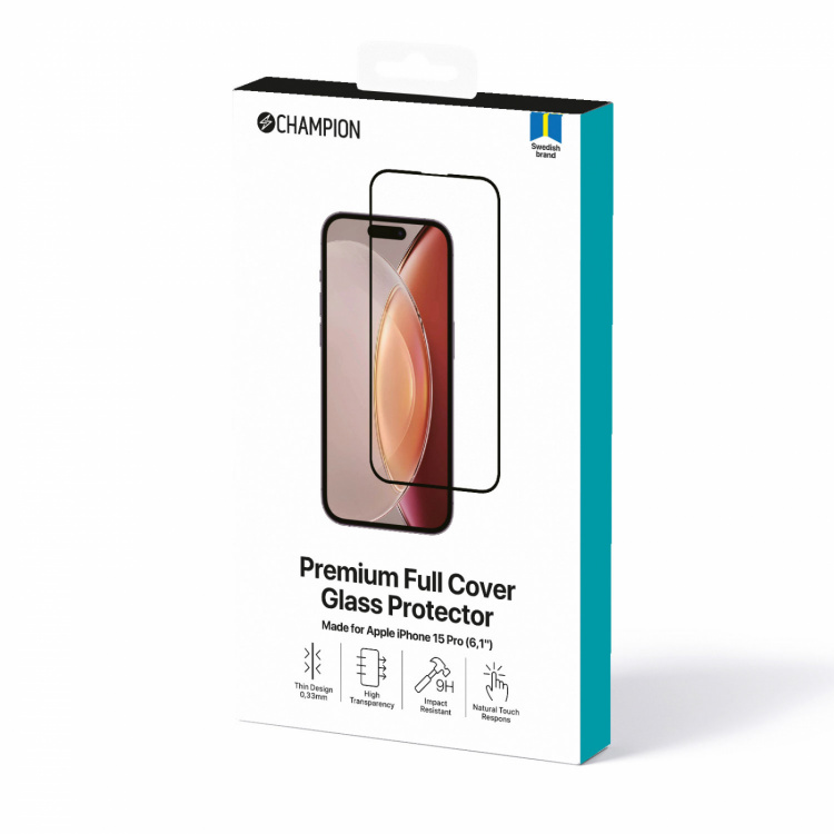 Champion Skjermbeskytter iPhone 15 Pro Svart Champion Skjermbeskytter iPhone 15 Pro Svart