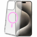 Celly Gelskinmag Magnetisk deksel MagSafe iPhone 16 Pro Max Transparent + Rosa Celly Gelskinmag Magnetisk deksel MagSafe iPhone 16 Pro Max Transparent + Rosa