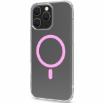 Celly Gelskinmag Magnetisk deksel MagSafe iPhone 16 Pro Max Transparent + Rosa Celly Gelskinmag Magnetisk deksel MagSafe iPhone 16 Pro Max Transparent + Rosa