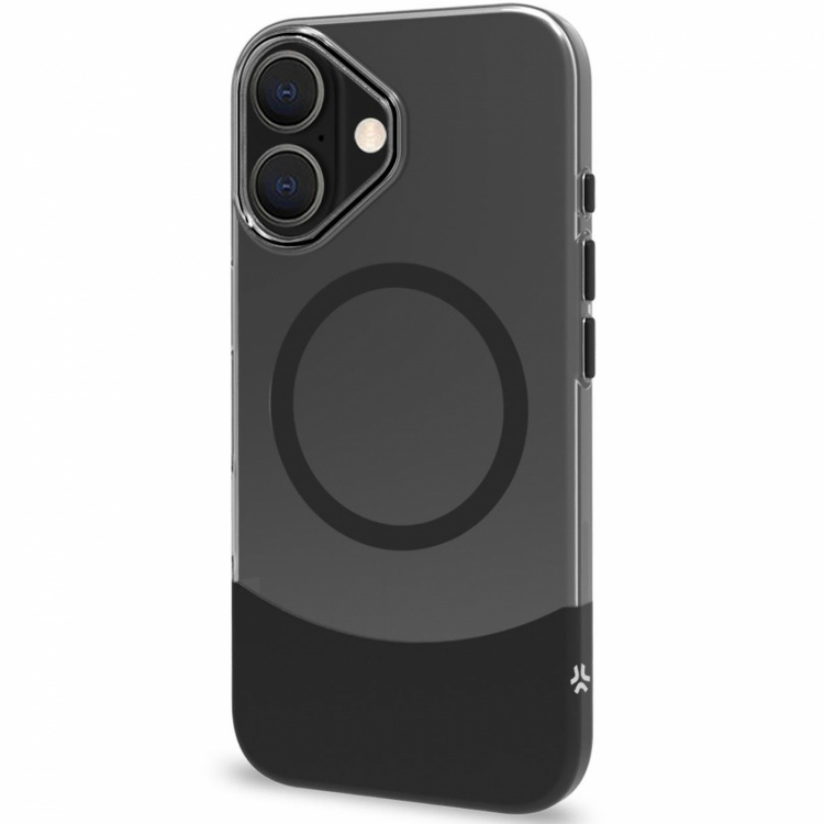 Celly Magdual MagSafe-kompatibelt skall iPhone 16 Svart + gjennomsiktig