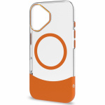 Celly Magdual MagSafe-kompatibelt skall iPhone 16 Orange + Transparent