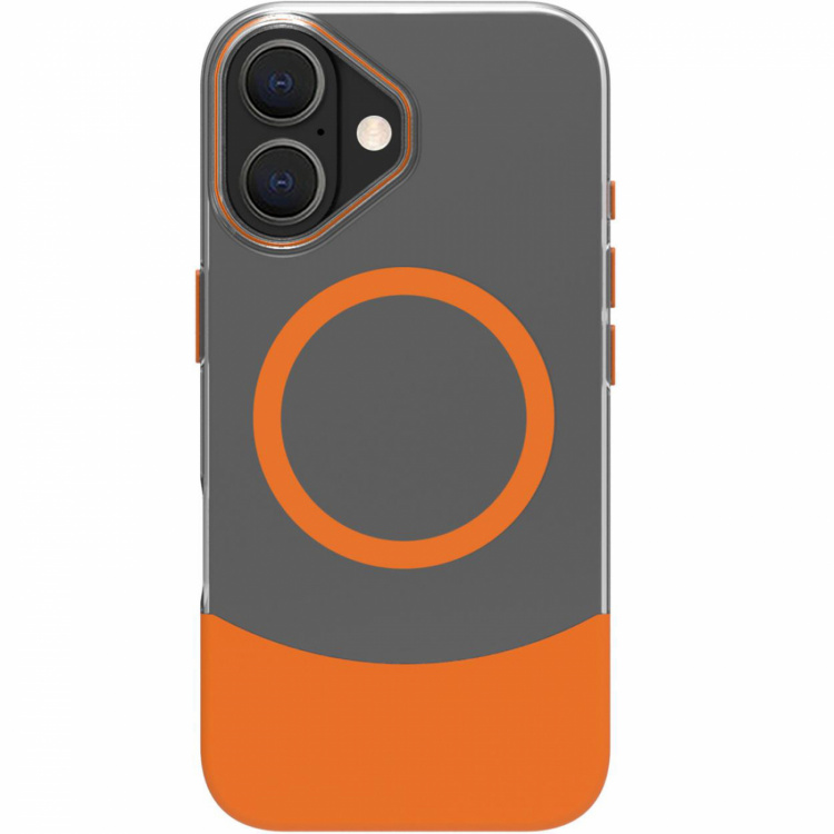 Celly Magdual MagSafe-kompatibelt skall iPhone 16 Orange + Transparent