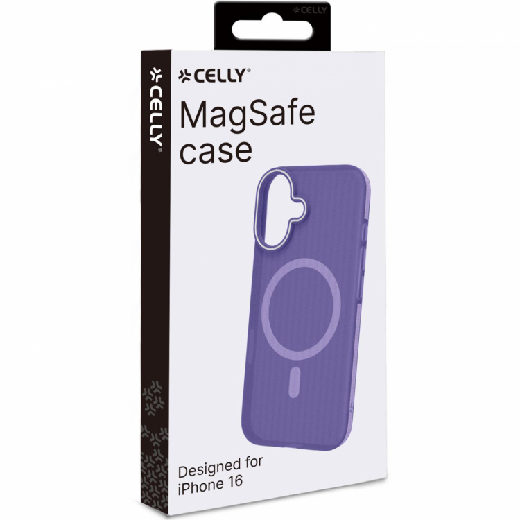 Celly Magsuit MagSafe-kompatibelt skall iPhone 16 semi-transparent Lilla