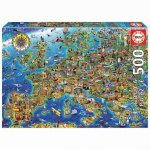 Educa 500 brikker - Crazy European Map Puzzle (80-17962)