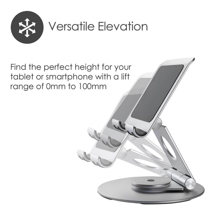 Desire2 Dual Pivot 360 Stand for Tablets and Smartphones Silver