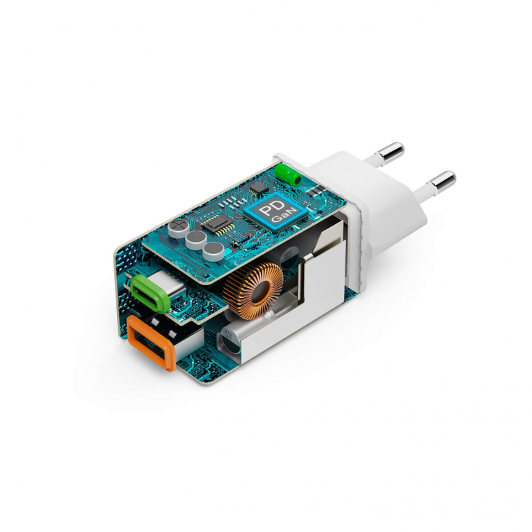 Hama Lader 1x USB-C 1x USB-A GaN 45W Hvit