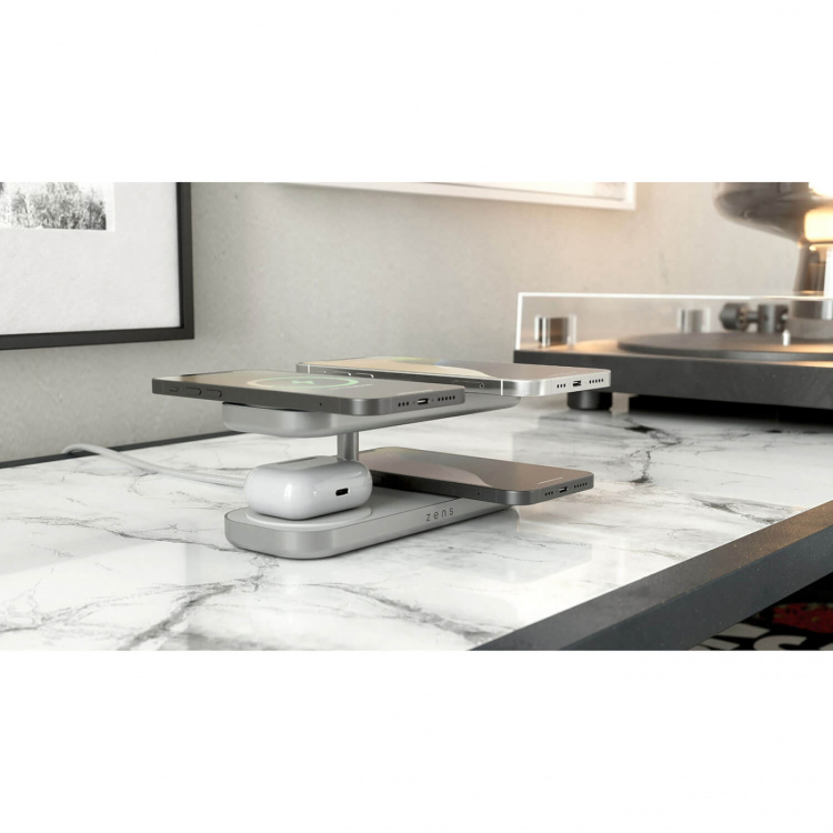 Zens Trådløs Lader Quattro Pro 4 Qi2 Hvit Zens Trådløs Lader Quattro Pro 4 Qi2 Hvit