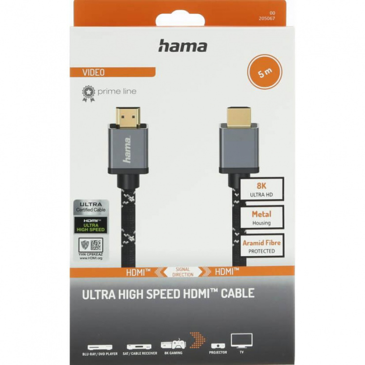 Hama Kabel HDMI Ultra High Speed 8K 48Gbit/s Metall Gull 5.0m Hama Kabel HDMI Ultra High Speed 8K 48Gbit/s Metall Gull 5.0m