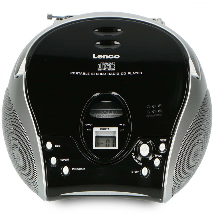 Lenco Bærbar stereo FM-radio med CD-spiller Svart/sølv