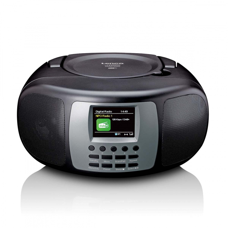 Lenco Bærbar DAB+/FM-radio med Bluetooth® CD-spiller og stor LCD-fargeskjerm Svart